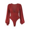 EMMIOL Body con scollo profondo a maniche lunghe