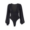 EMMIOL Body con scollo profondo a maniche lunghe