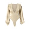 EMMIOL Body con scollo profondo a maniche lunghe