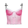 EMMIOL Lace Trim Mesh Crop Cami Top