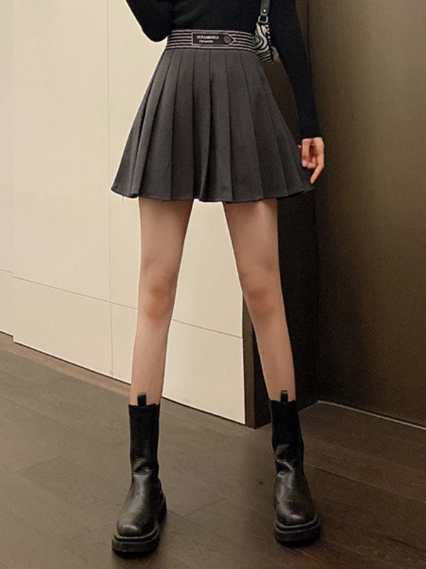 EMMIOL Woolen High Waist Pleated Mini Skirt