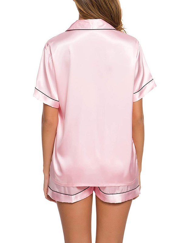 EMMIOL Pinstripe Trim Satin Pajama Set