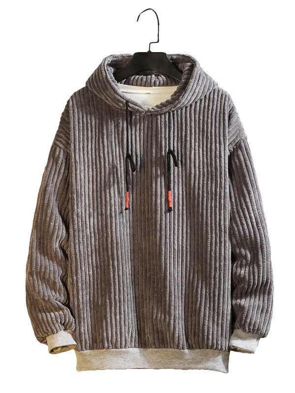 EMMIOL Men's Corduroy Solid Hoodie