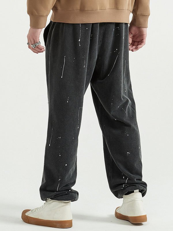 EMMIOL Pantalón jogger con rotos y salpicaduras para hombre