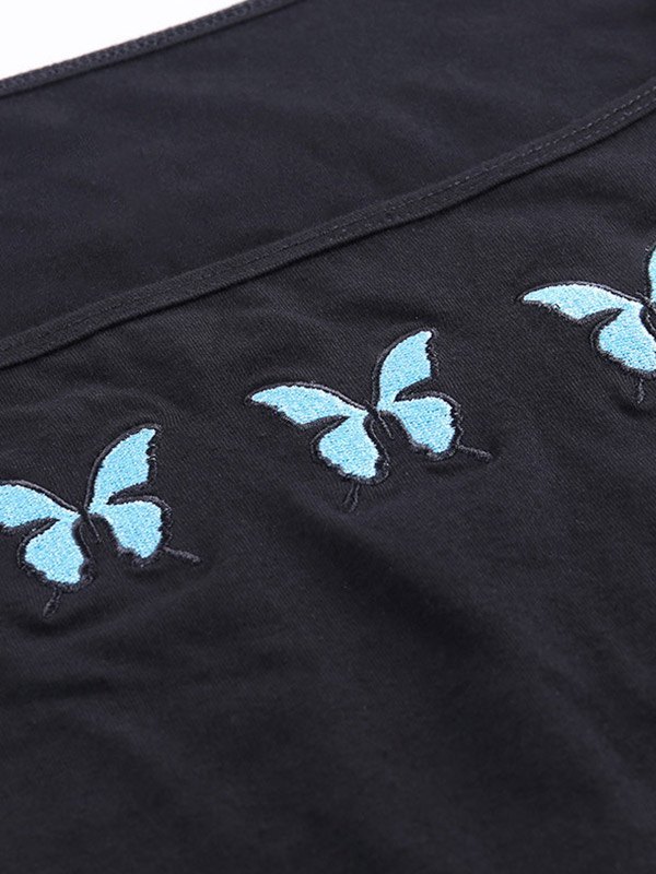 EMMIOL Top corto con bordado de mariposas