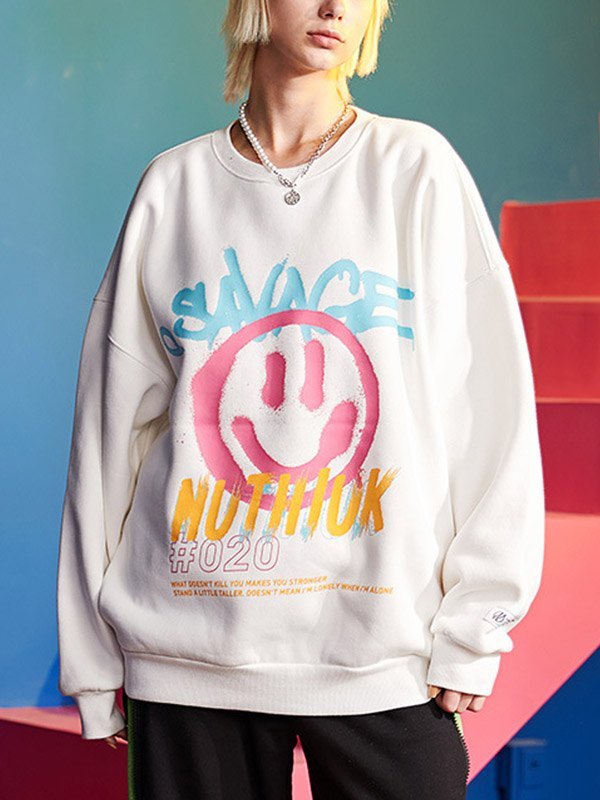 EMMIOL Sudadera Savage Smile con estampado de graffiti