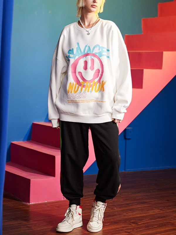 EMMIOL Sudadera Savage Smile con estampado de graffiti