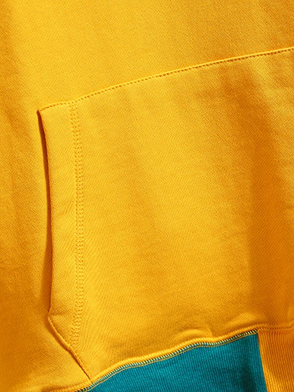 Emmiol Free shipping 2023 Men's Seam Detail Color Block Hoodie Yellow XL in Hoodies online store