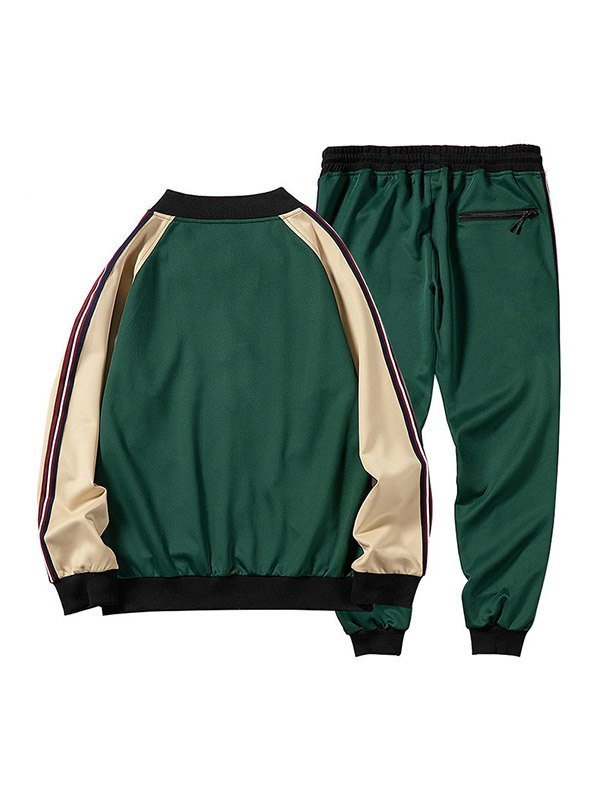 EMMIOL Conjunto de chándal de bloque de color vintage para hombre