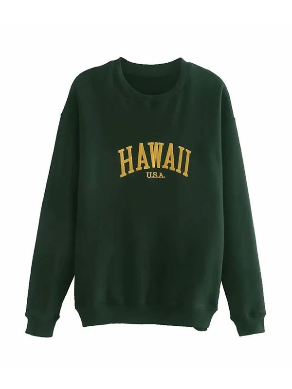 EMMIOL Sudadera Hawaii con bordado de letras