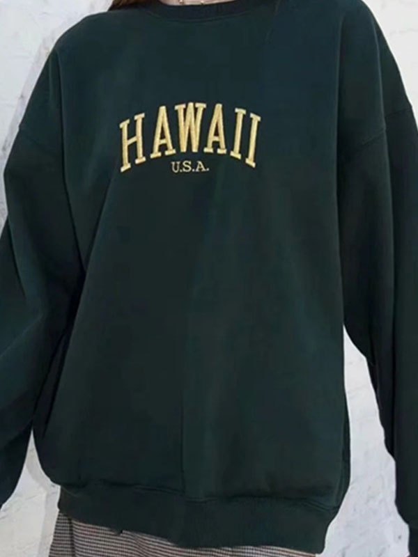 EMMIOL Sudadera Hawaii con bordado de letras