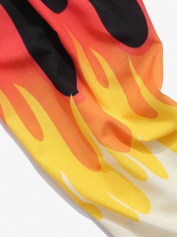 EMMIOL Pantalones jogger con estampado de llamas para hombre