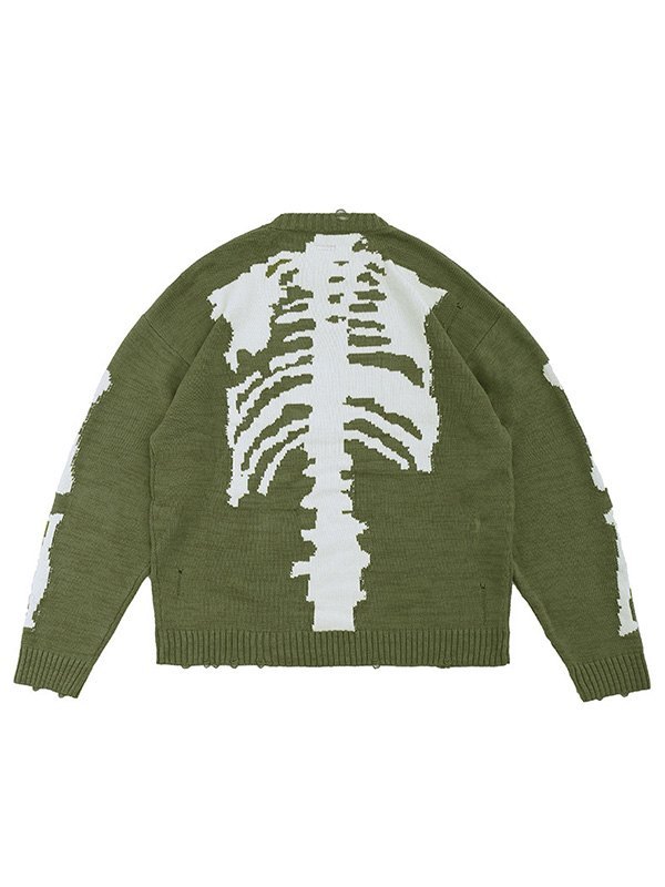 EMMIOL Men's Distressed Skull Print Sweater