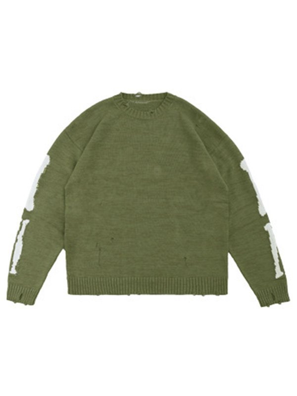 EMMIOL Men's Distressed Skull Print Sweater
