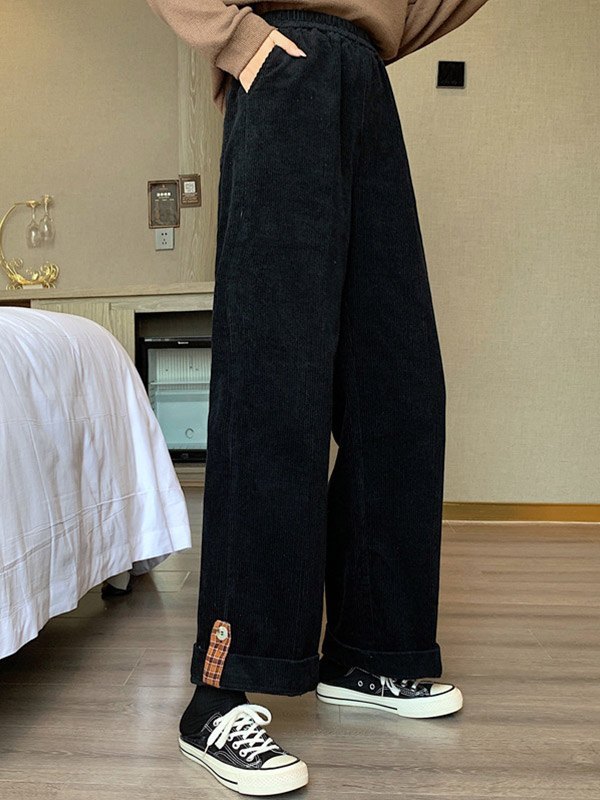 EMMIOL Corduroy High Waist Straight Leg Pants