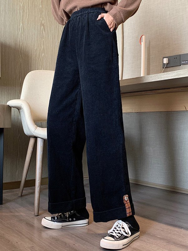 EMMIOL Corduroy High Waist Straight Leg Pants