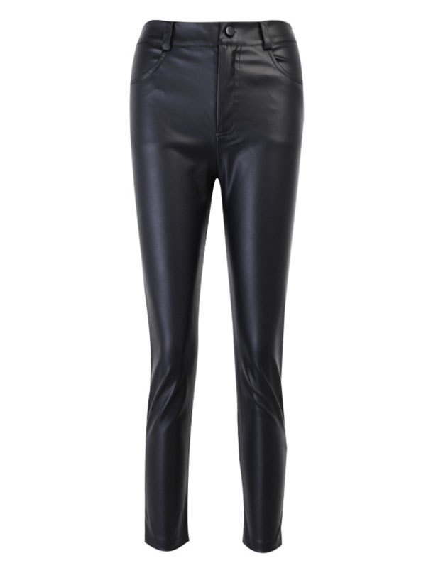 EMMIOL Pu Leder Reißverschluss Split Legging