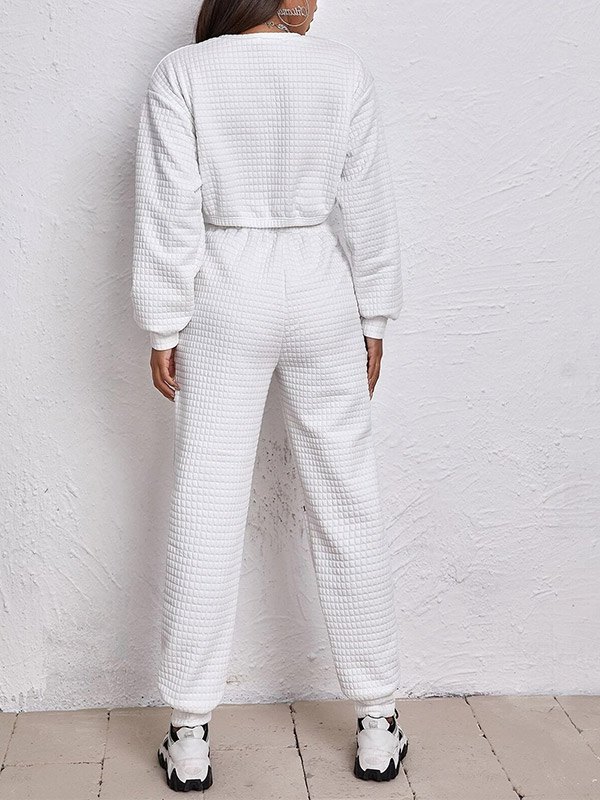 EMMIOL Conjunto de chándal de color liso Waffle
