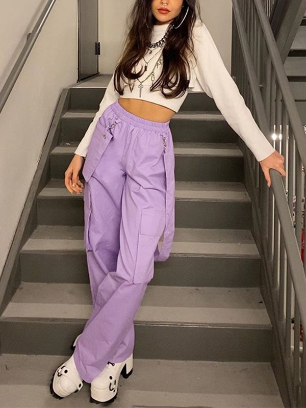 EMMIOL Pantalones cargo con detalle de cinta