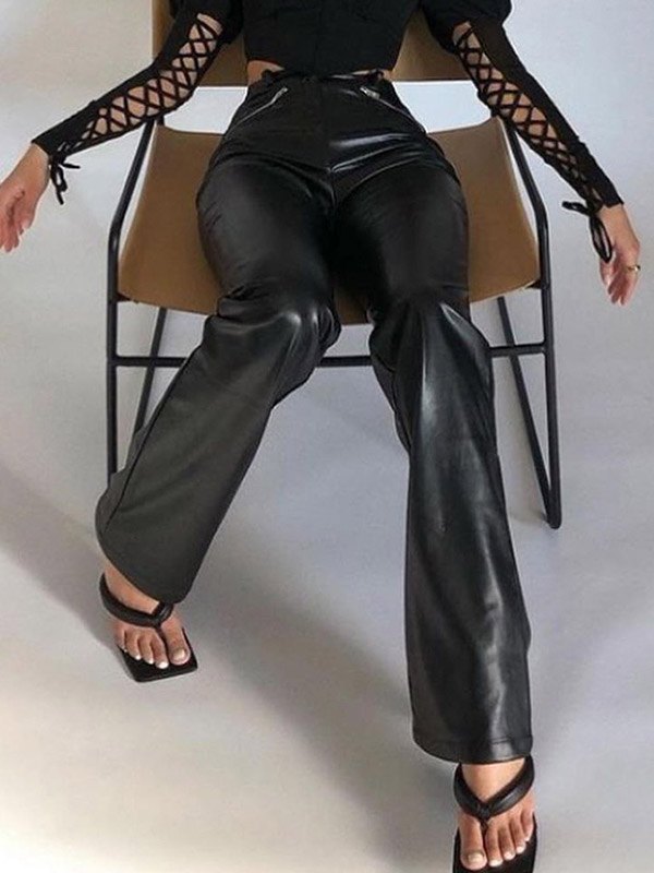 EMMIOL Pu Leather Bootcut Leg Pants