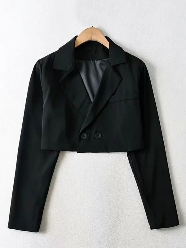 EMMIOL Blazer corto liso con muescas