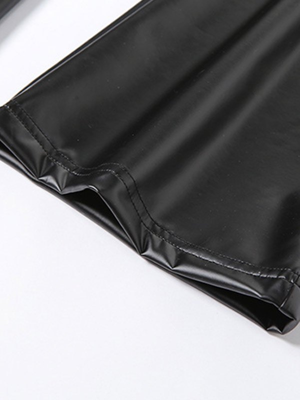 EMMIOL High Rise Pu Leather Stacked Pants