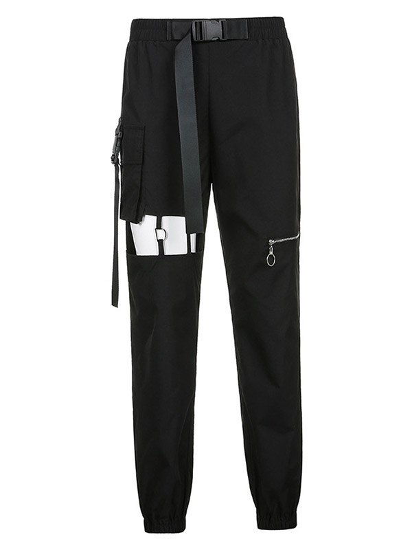 EMMIOL Cutout Buckled Cargo Pants