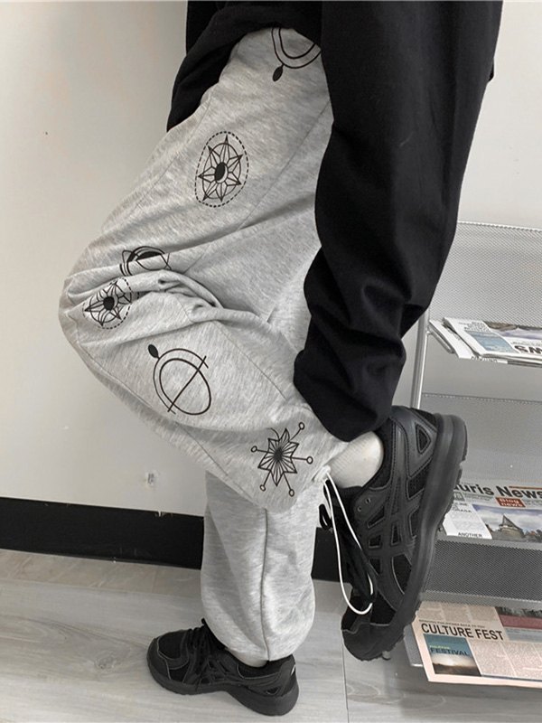 2022 Pantaloni della tuta a vita alta con stampa grafica Grigio XL In  Pantaloni Online Store. Best For Sale | Emmiol.com