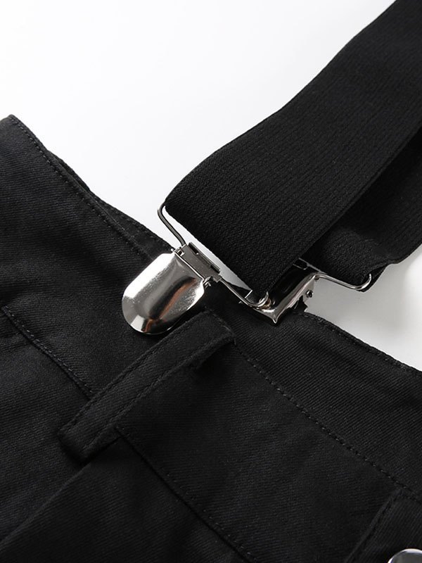 EMMIOL Pantalones cargo con tirantes de cintura alta