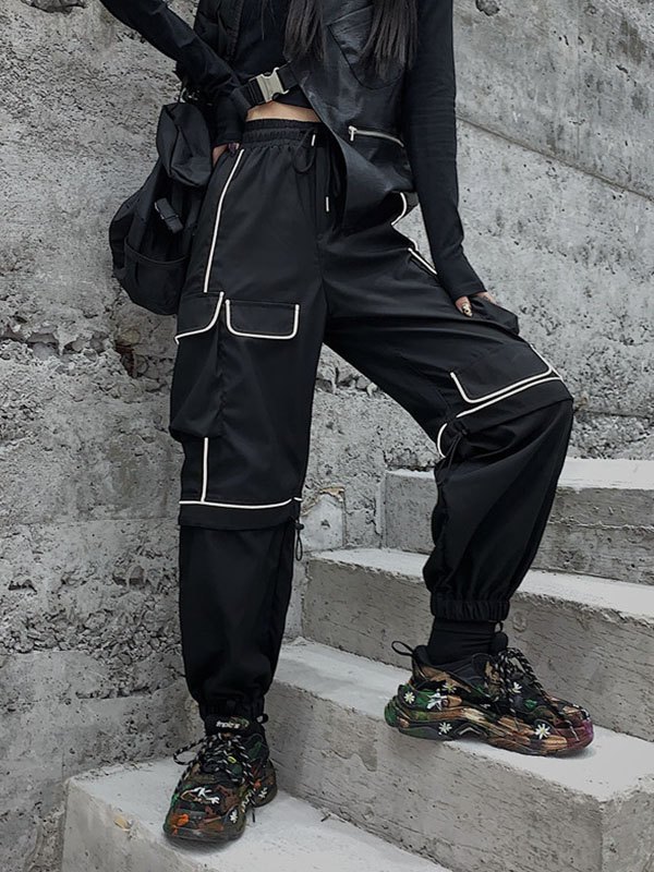 EMMIOL Pantalones cargo reflectantes a rayas