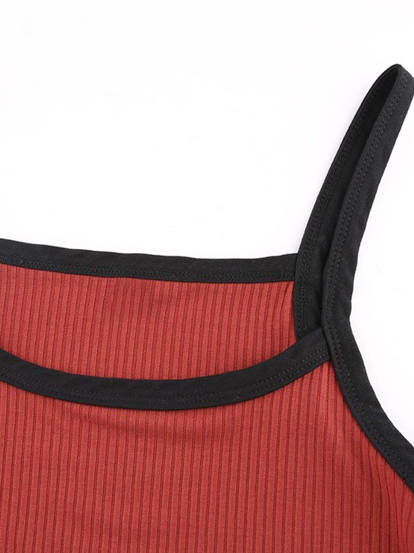2021 Contrast Trim RibKnit Crop Cami Top Red S In Tank Tops & Camis