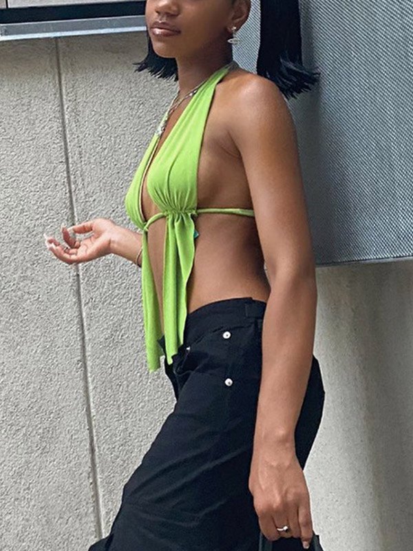 EMMIOL Open Front Halter Tank Top