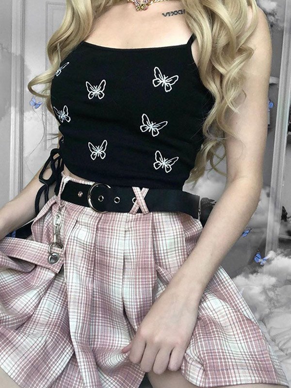 EMMIOL Butterfly Print Crop Cami Top