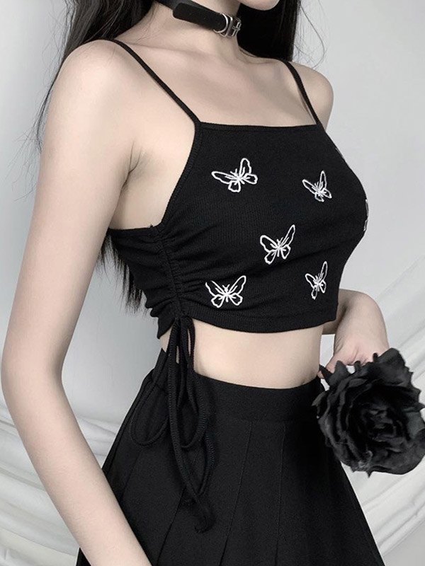 EMMIOL Butterfly Print Crop Cami Top