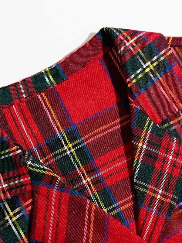 EMMIOL Blusa corta de manga corta a cuadros