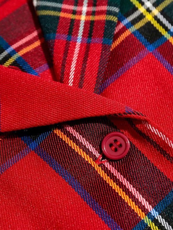 EMMIOL Blusa corta de manga corta a cuadros