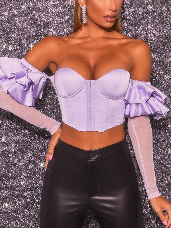 EMMIOL Mesh Paneled Ruffle Bustier