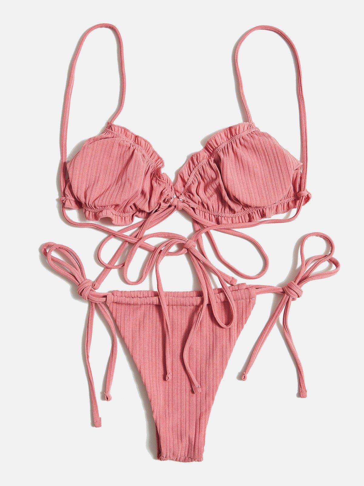 EMMIOL Bikini de canalé con cordones