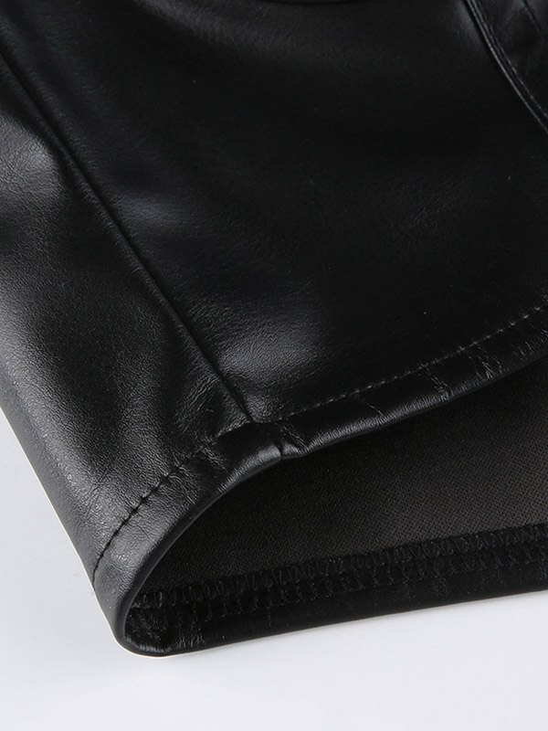 EMMIOL Bustier corto de cuero Pu con lazo frontal