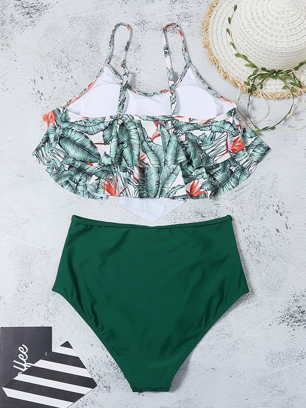 EMMIOL Gedruckter Volant Tankini Badeanzug