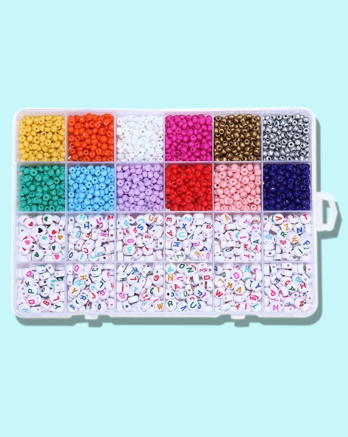 EMMIOL Pulsera de cuentas de colores mezclados con letras DIY