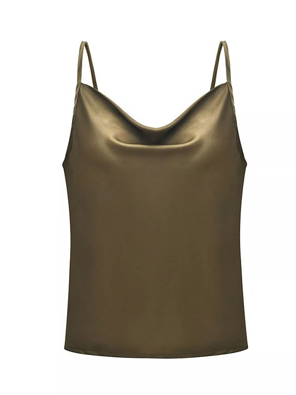 EMMIOL Draped Neck Satin Cami Top