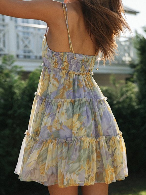 EMMIOL Vestido con hombros descubiertos y volantes