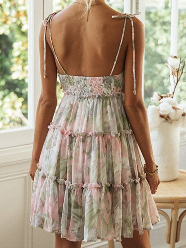 EMMIOL Vestido con hombros descubiertos y volantes