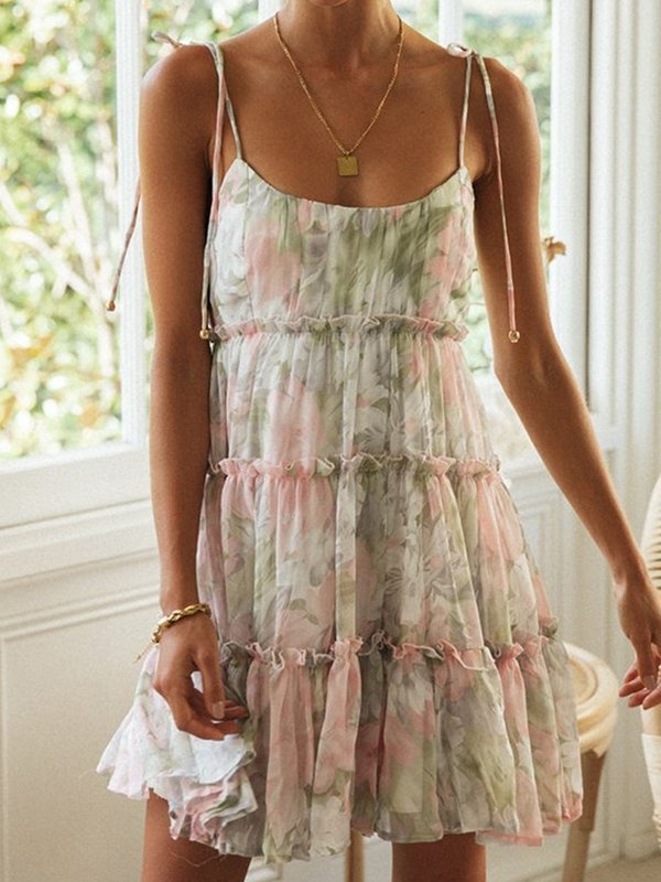 EMMIOL Vestido con hombros descubiertos y volantes