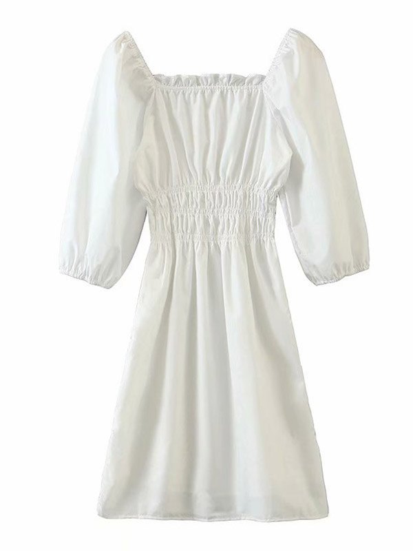 EMMIOL Shirred Solid Midi Dress
