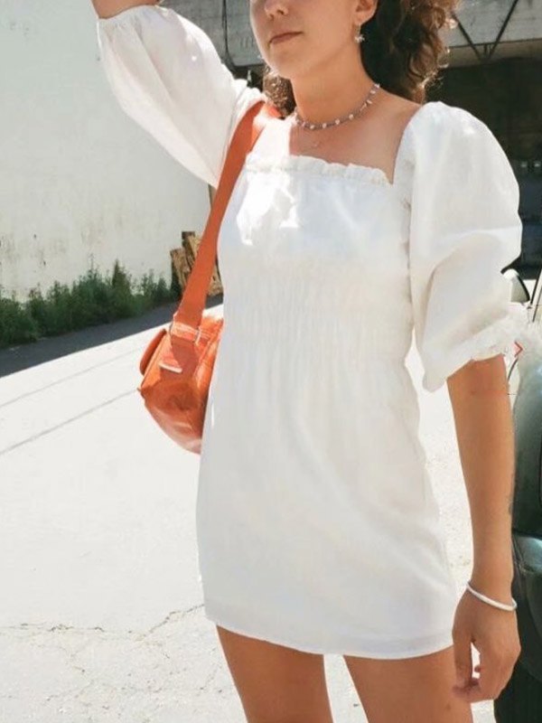 EMMIOL Shirred Solid Midi Dress