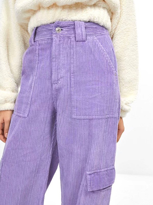 EMMIOL Pantalones cargo rectos de pana