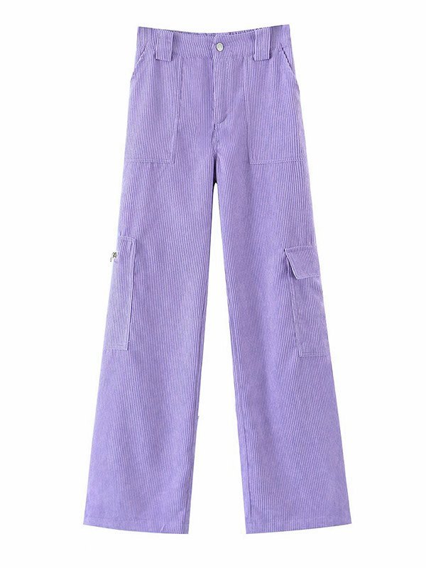 EMMIOL Pantalones cargo rectos de pana