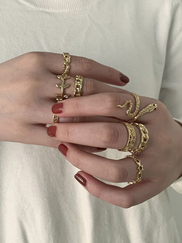 EMMIOL Snake Shaped Hollow Ring Set